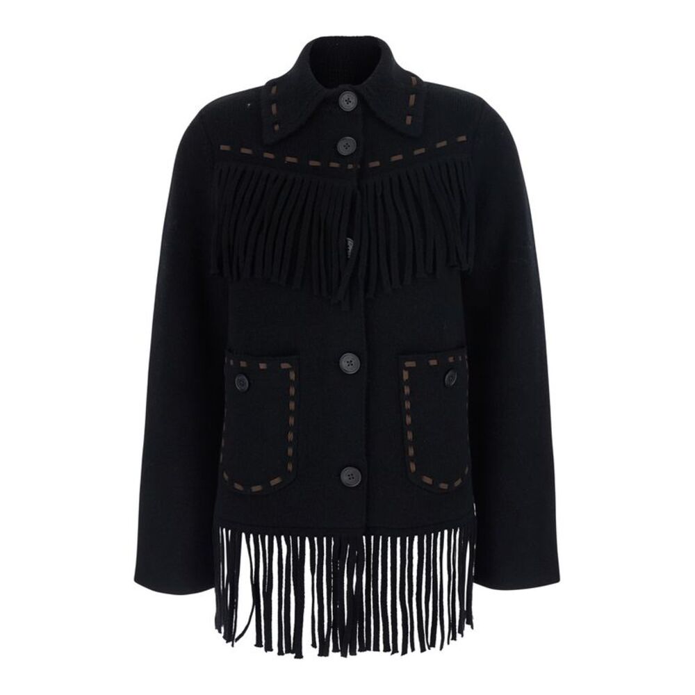 Guest In Residence Women Black Leather Fringe Western Jacket For Women